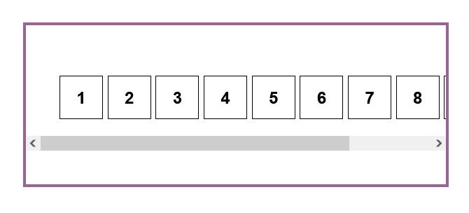 An animated gif of the .scroll-container element scrolled to its leftmost edge. The padding-left is visible. The cursor is shown scrolling the element to the right, but there is no visible padding-right.