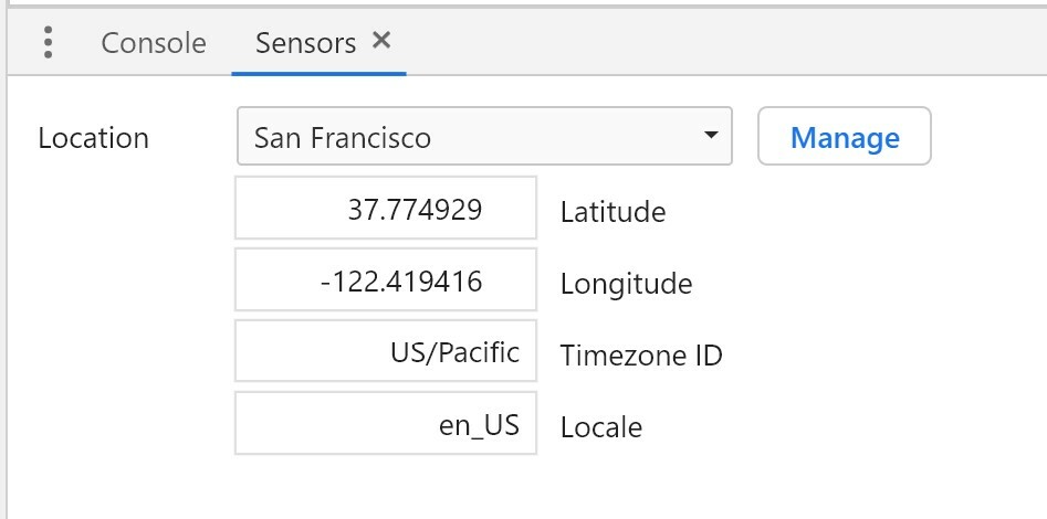 Google Chrome Sensors Geolocation option